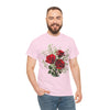 Wildflowers and Red Roses, Graphic T-Shirts for Women, Floral Shirt, Womens Short Sleeve, Ladies Graphic Tees #5127TTS