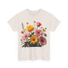 Wildflowers and Pink & Yellow Roses, Graphic T-Shirts for Women, Floral Shirt, Womens Short Sleeve, Ladies Graphic Tees #5147TTS