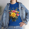 Wildflowers and Pink & Yellow Roses, Graphic T-Shirts for Women, Floral Shirt, Womens Short Sleeve, Ladies Graphic Tees #5143TTS