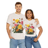 Wildflowers and Pink & Yellow Roses, Graphic T-Shirts for Women, Floral Shirt, Womens Short Sleeve, Ladies Graphic Tees #5148TTS