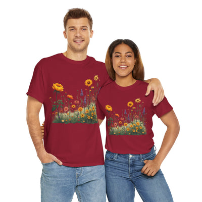 Wildflowers and Yellow Roses, Graphic T-Shirts for Women, Floral Shirt, Womens Short Sleeve, Ladies Graphic Tees #5028TTS