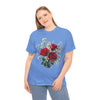 Wildflowers and Red Roses, Graphic T-Shirts for Women, Floral Shirt, Womens Short Sleeve, Ladies Graphic Tees #5127TTS