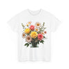 Wildflowers and Pink & Yellow Roses, Graphic T-Shirts for Women, Floral Shirt, Womens Short Sleeve, Ladies Graphic Tees #5136TTS