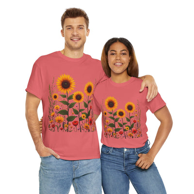 Sunflowers & Wildflowers, Graphic T-Shirts for Women, Floral Shirt, Womens Short Sleeve, Ladies Graphic Tees #5154TTS