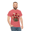 Wildflowers and Red Roses, Graphic T-Shirts for Women, Floral Shirt, Womens Short Sleeve, Ladies Graphic Tees #5128TTS