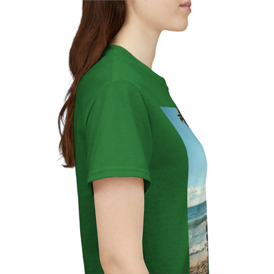 My Happy Place, Woman on Bench, Looking at Waves,Safe Place T-Shirt, Finding My Happy Place Top, Ocean Waves,#5003STS