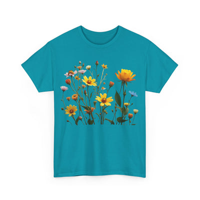 Wildflowers and a Yellow Rose, Graphic T-Shirts for Women, Floral Shirt, Womens Short Sleeve, Ladies Graphic Tees #5009TTS