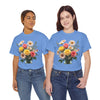 Wildflowers and Pink & Yellow Roses, Graphic T-Shirts for Women, Floral Shirt, Womens Short Sleeve, Ladies Graphic Tees #5136TTS