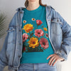 Wildflowers and Pink & Yellow Roses, Graphic T-Shirts for Women, Floral Shirt, Womens Short Sleeve, Ladies Graphic Tees #5147TTS