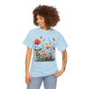 Wildflowers and Orange Roses, Graphic T-Shirts for Women, Floral Shirt, Womens Short Sleeve, Ladies Graphic Tees #5046TTS