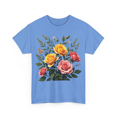 Wildflowers and Pink & Yellow Roses, Graphic T-Shirts for Women, Floral Shirt, Womens Short Sleeve, Ladies Graphic Tees #5149TTS