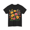 Wildflowers and Pink & Yellow Roses, Graphic T-Shirts for Women, Floral Shirt, Womens Short Sleeve, Ladies Graphic Tees #5142TTS