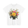 Wildflowers and Pink & Yellow Roses, Graphic T-Shirts for Women, Floral Shirt, Womens Short Sleeve, Ladies Graphic Tees #5143TTS