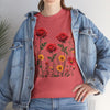 Wildflowers and Red Roses, Graphic T-Shirts for Women, Floral Shirt, Womens Short Sleeve, Ladies Graphic Tees #5034TTS