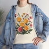 Wildflowers and Pink & Yellow Roses, Graphic T-Shirts for Women, Floral Shirt, Womens Short Sleeve, Ladies Graphic Tees #5137TTS