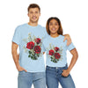 Wildflowers and Red Roses, Graphic T-Shirts for Women, Floral Shirt, Womens Short Sleeve, Ladies Graphic Tees #5127TTS