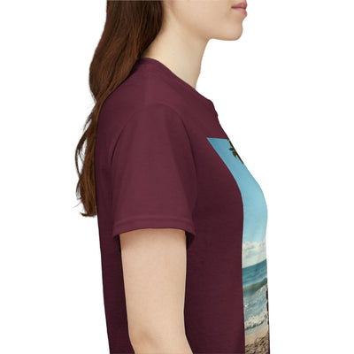 My Happy Place, Woman on Bench, Looking at Waves,Safe Place T-Shirt, Finding My Happy Place Top, Ocean Waves,#5003STS