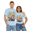Wildflowers and Pink & Yellow Roses, Graphic T-Shirts for Women, Floral Shirt, Womens Short Sleeve, Ladies Graphic Tees #5149TTS