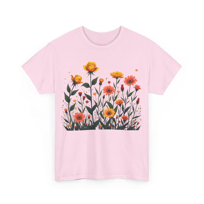 Wildflowers and Yellow Roses, Graphic T-Shirts for Women, Floral Shirt, Womens Short Sleeve, Ladies Graphic Tees #5026TTS
