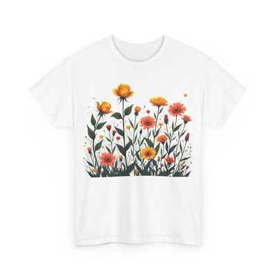 Wildflowers and Yellow Roses, Graphic T-Shirts for Women, Floral Shirt, Womens Short Sleeve, Ladies Graphic Tees #5026TTS