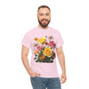 Wildflowers and Pink & Yellow Roses, Graphic T-Shirts for Women, Floral Shirt, Womens Short Sleeve, Ladies Graphic Tees #5148TTS
