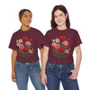 Wildflowers and Pink & Red Roses, Graphic T-Shirts for Women, Floral Shirt, Womens Short Sleeve, Ladies Graphic Tees #5134TTS