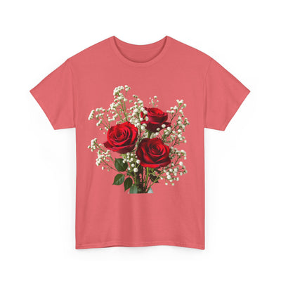 Wildflowers and Red Roses, Graphic T-Shirts for Women, Floral Shirt, Womens Short Sleeve, Ladies Graphic Tees #5127TTS