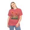 Wildflowers and Orange Roses, Graphic T-Shirts for Women, Floral Shirt, Womens Short Sleeve, Ladies Graphic Tees #5045TTS