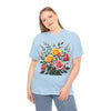 Wildflowers and Pink & Yellow Roses, Graphic T-Shirts for Women, Floral Shirt, Womens Short Sleeve, Ladies Graphic Tees #5149TTS