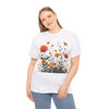 Wildflowers and Orange Roses, Graphic T-Shirts for Women, Floral Shirt, Womens Short Sleeve, Ladies Graphic Tees #5046TTS