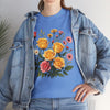 Wildflowers and Pink & Yellow Roses, Graphic T-Shirts for Women, Floral Shirt, Womens Short Sleeve, Ladies Graphic Tees #5137TTS