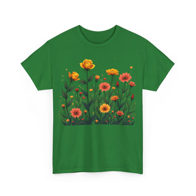 Wildflowers and Yellow Roses, Graphic T-Shirts for Women, Floral Shirt, Womens Short Sleeve, Ladies Graphic Tees #5026TTS