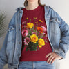 Wildflowers and Pink & Yellow Roses, Graphic T-Shirts for Women, Floral Shirt, Womens Short Sleeve, Ladies Graphic Tees #5138TTS