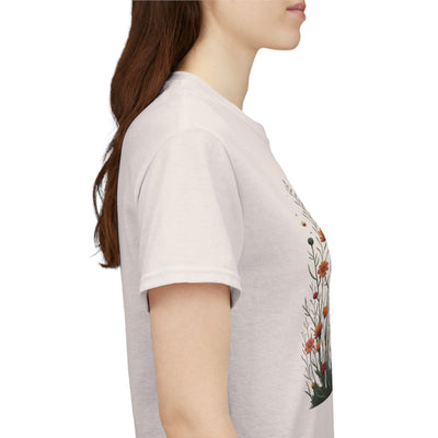 Wildflowers and a Red Rose, Graphic T-Shirts for Women, Floral Shirt, Womens Short Sleeve, Ladies Graphic Tees #5008TTS