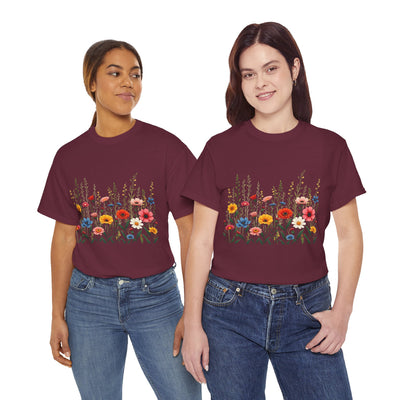 Wildflowers, Graphic T-Shirts for Women, Floral Shirt, Womens Short Sleeve, Ladies Graphic Tees #5113TTS