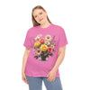Wildflowers and Pink & Yellow Roses, Graphic T-Shirts for Women, Floral Shirt, Womens Short Sleeve, Ladies Graphic Tees #5136TTS