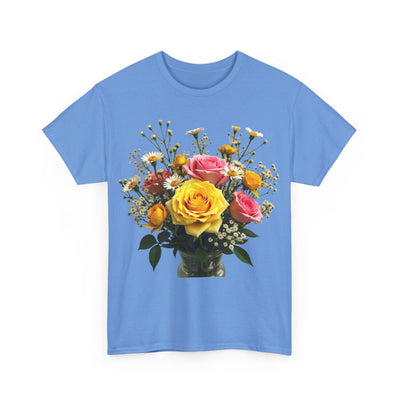 Wildflowers and Pink & Yellow Roses, Graphic T-Shirts for Women, Floral Shirt, Womens Short Sleeve, Ladies Graphic Tees #5143TTS