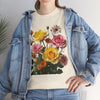 Wildflowers and Pink & Yellow Roses, Graphic T-Shirts for Women, Floral Shirt, Womens Short Sleeve, Ladies Graphic Tees #5148TTS