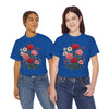 Wildflowers and Pink & Red Roses, Graphic T-Shirts for Women, Floral Shirt, Womens Short Sleeve, Ladies Graphic Tees #5134TTS