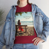 Have You Forgiven Your Ex?  Woman on Bench Looking at Waves, Forgiving T-Shirt, Forgiveness, Relationship Healing Top #5002STS