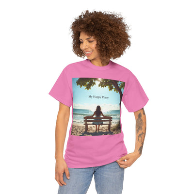 My Happy Place, Woman on Bench, Looking at Waves,Safe Place T-Shirt, Finding My Happy Place Top, Ocean Waves,#5003STS