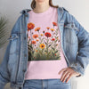 Wildflowers and Orange Roses, Graphic T-Shirts for Women, Floral Shirt, Womens Short Sleeve, Ladies Graphic Tees #5045TTS