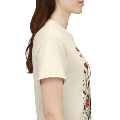 Wildflowers and Pink Roses, Graphic T-Shirts for Women, Floral Shirt, Womens Short Sleeve, Ladies Graphic Tees #5022TTS