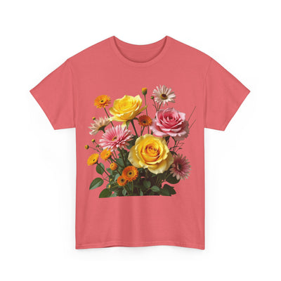 Wildflowers and Pink & Yellow Roses, Graphic T-Shirts for Women, Floral Shirt, Womens Short Sleeve, Ladies Graphic Tees #5148TTS