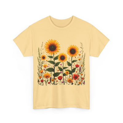 Sunflowers & Wildflowers, Graphic T-Shirts for Women, Floral Shirt, Womens Short Sleeve, Ladies Graphic Tees #5154TTS
