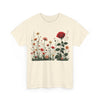 Wildflowers and a Red Rose, Graphic T-Shirts for Women, Floral Shirt, Womens Short Sleeve, Ladies Graphic Tees #5008TTS