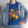 Wildflowers and Pink & Yellow Roses, Graphic T-Shirts for Women, Floral Shirt, Womens Short Sleeve, Ladies Graphic Tees #5138TTS
