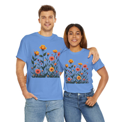 Wildflowers and Yellow Roses, Graphic T-Shirts for Women, Floral Shirt, Womens Short Sleeve, Ladies Graphic Tees #5026TTS