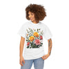 Wildflowers and Pink & Yellow Roses, Graphic T-Shirts for Women, Floral Shirt, Womens Short Sleeve, Ladies Graphic Tees #5149TTS