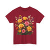 Wildflowers and Pink & Yellow Roses, Graphic T-Shirts for Women, Floral Shirt, Womens Short Sleeve, Ladies Graphic Tees #5142TTS